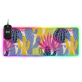 Colorful Cactus Wireless Charging Mouse Pad for Mobile Phone Extra Large Gaming Mousepad with 13 Lighting Modes Mouse Mat for Gaming MacBook PC Laptop Desk Office Home